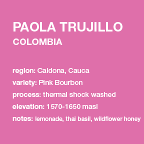 **NEW** COLOMBIA Paola Trujillo 12 oz. bag