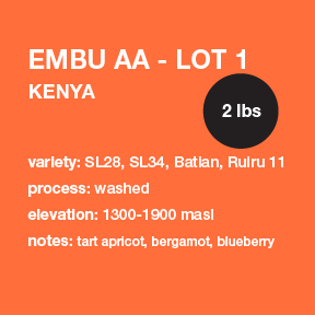 **NEW** KENYA Embu AA 2 lbs. bag